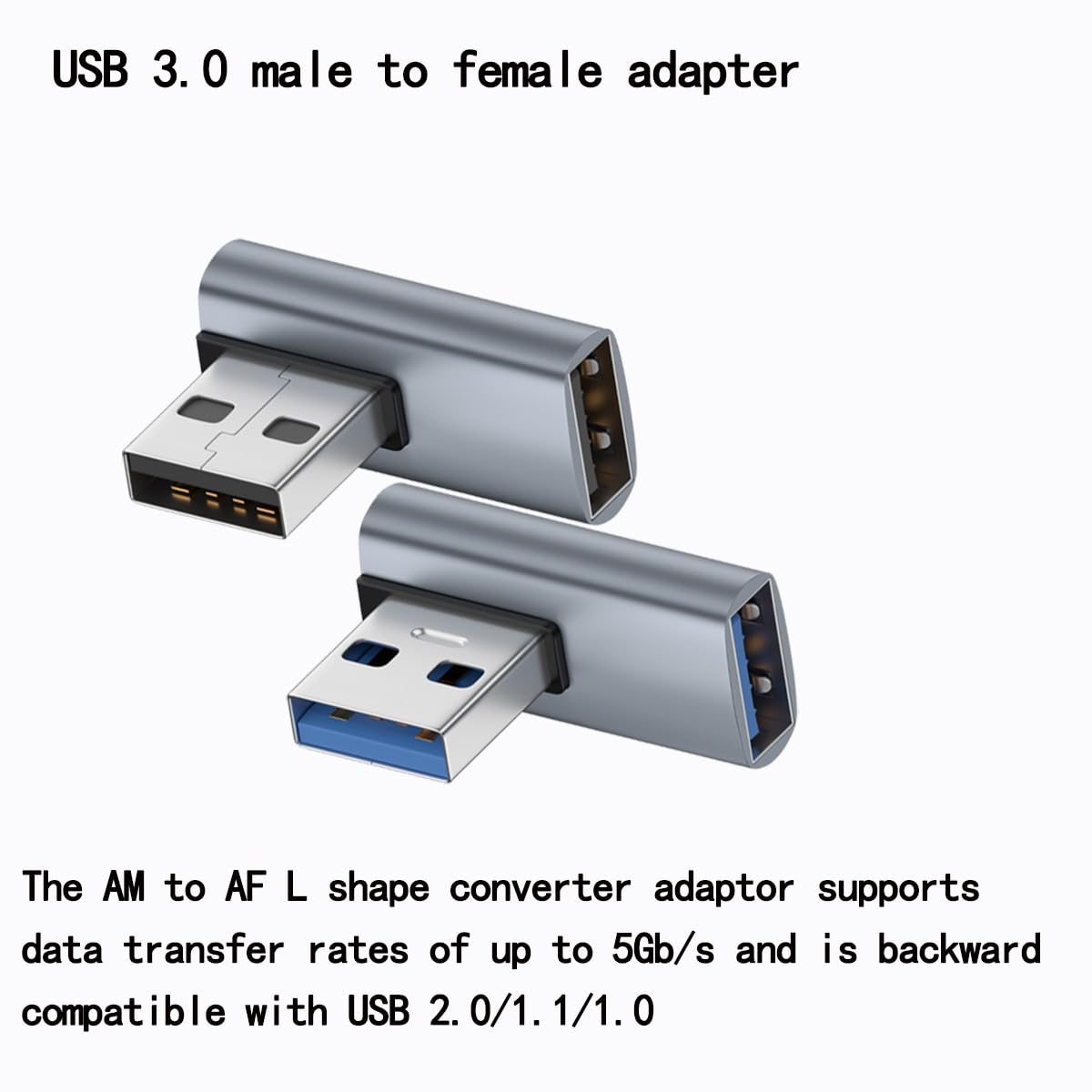 rgzhihuifz 2-Pack, Super Speed USB 3.0 Vertical Left Angle and Right Angle Adapter USB 3.0 Male to Female 90 Degrees dapter Coupler, USB Cable…