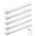 5 Pack Motion Sensor Under Cabinet Lights with Magnetic, LED Rechargeable 8 Inch Under Counter Closet Lights for Wardrobe Cupboard Kitchen