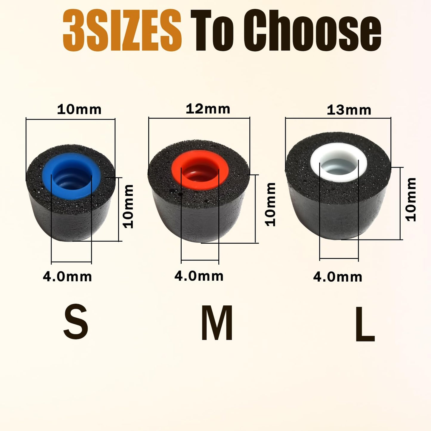 Memory Foam Earbuds Tips - Universal Replacement Ear Tips Sport Anti-Slip for 4mm-5.5mm Nozzle - Noise Isolating, Comfort Fit, 3 Pairs, Storage Case