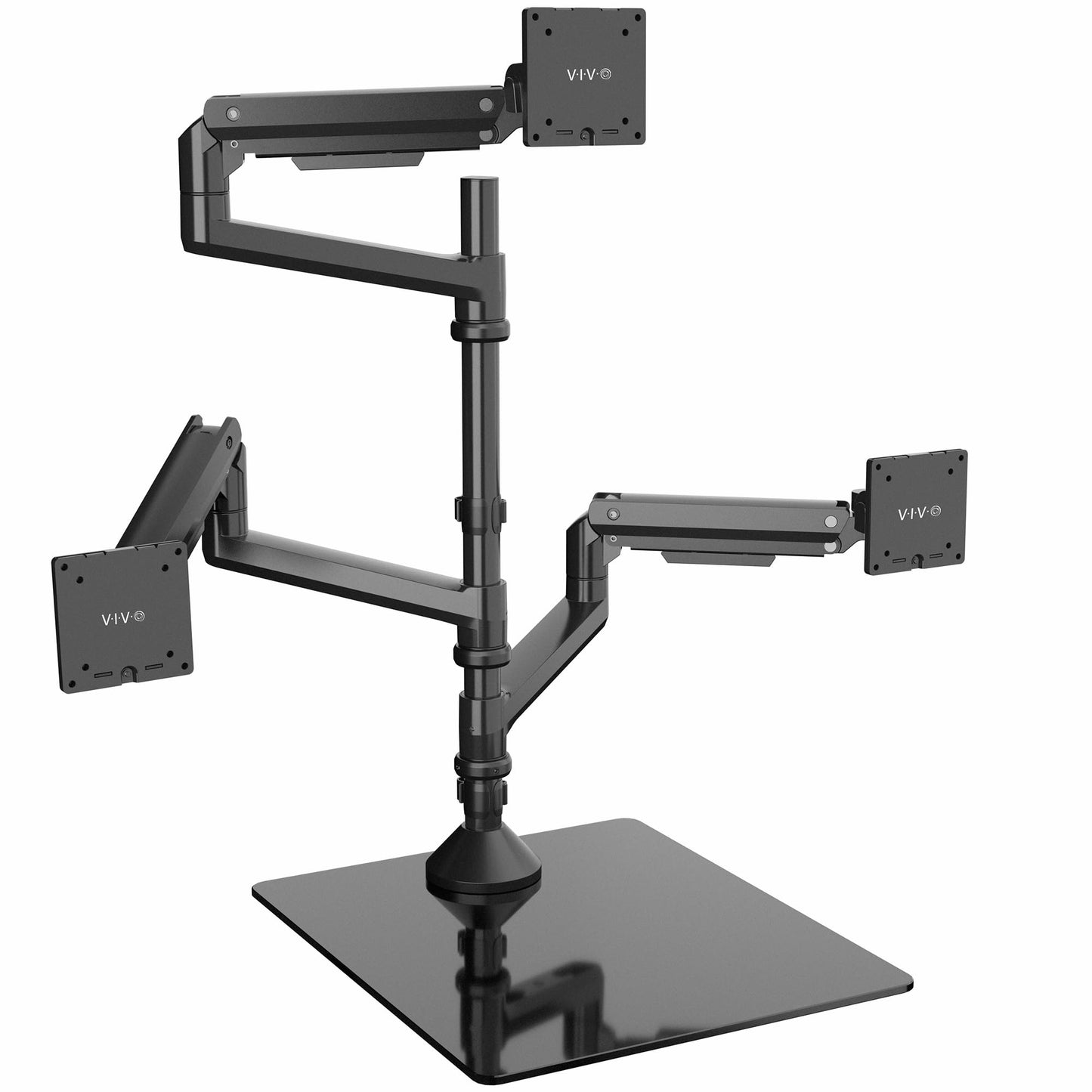 VIVO Pneumatic Arm Triple Ultrawide Monitor Desk Stand for Up to 49 inch Screens with Tempered Glass Base, Holds 3 Ultra Wides Up to 33 lbs Each