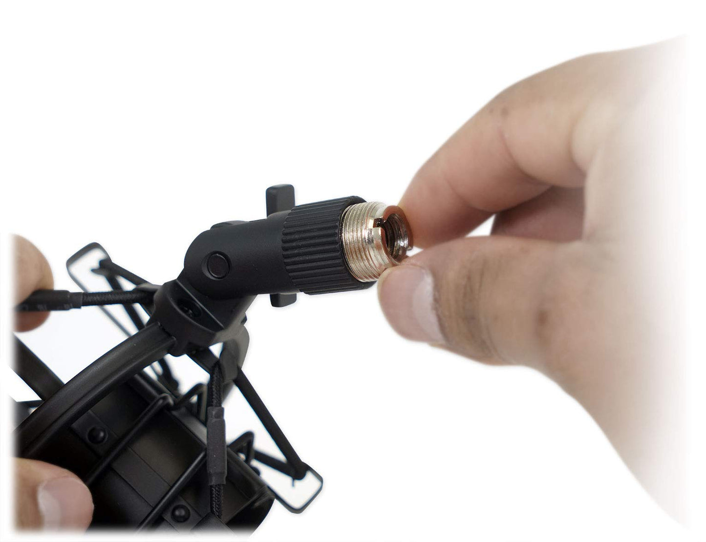 Rockville R-Shock Black Metal Shock Mount for Studio Condenser Microphones, 43-48mm Fit, Anti-Vibration Design, Durable Build, for Podcasting and