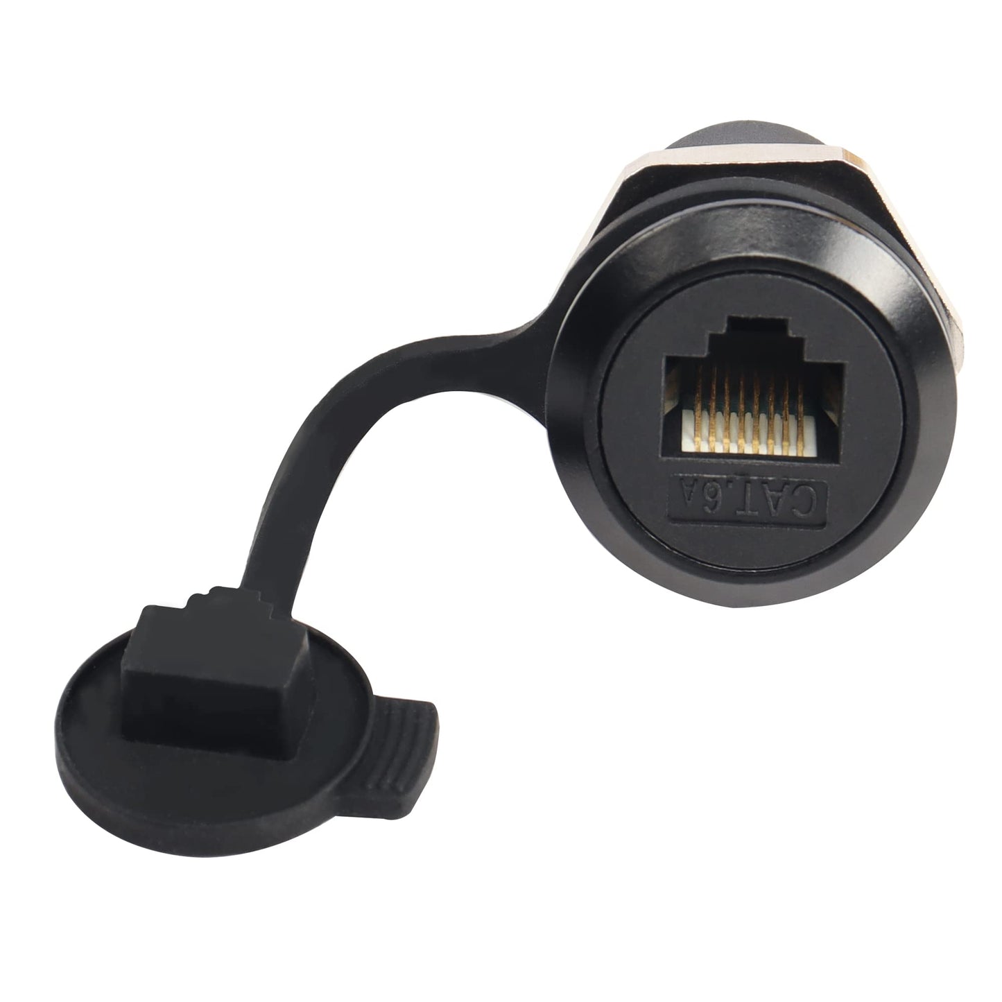 QIANRENON RJ45 Shielded Panel Mount Coupler, Cat6A Female to Female Pass Through Connector, Ethernet RJ45 500MHz Bulkhead Extension Interface Adapter