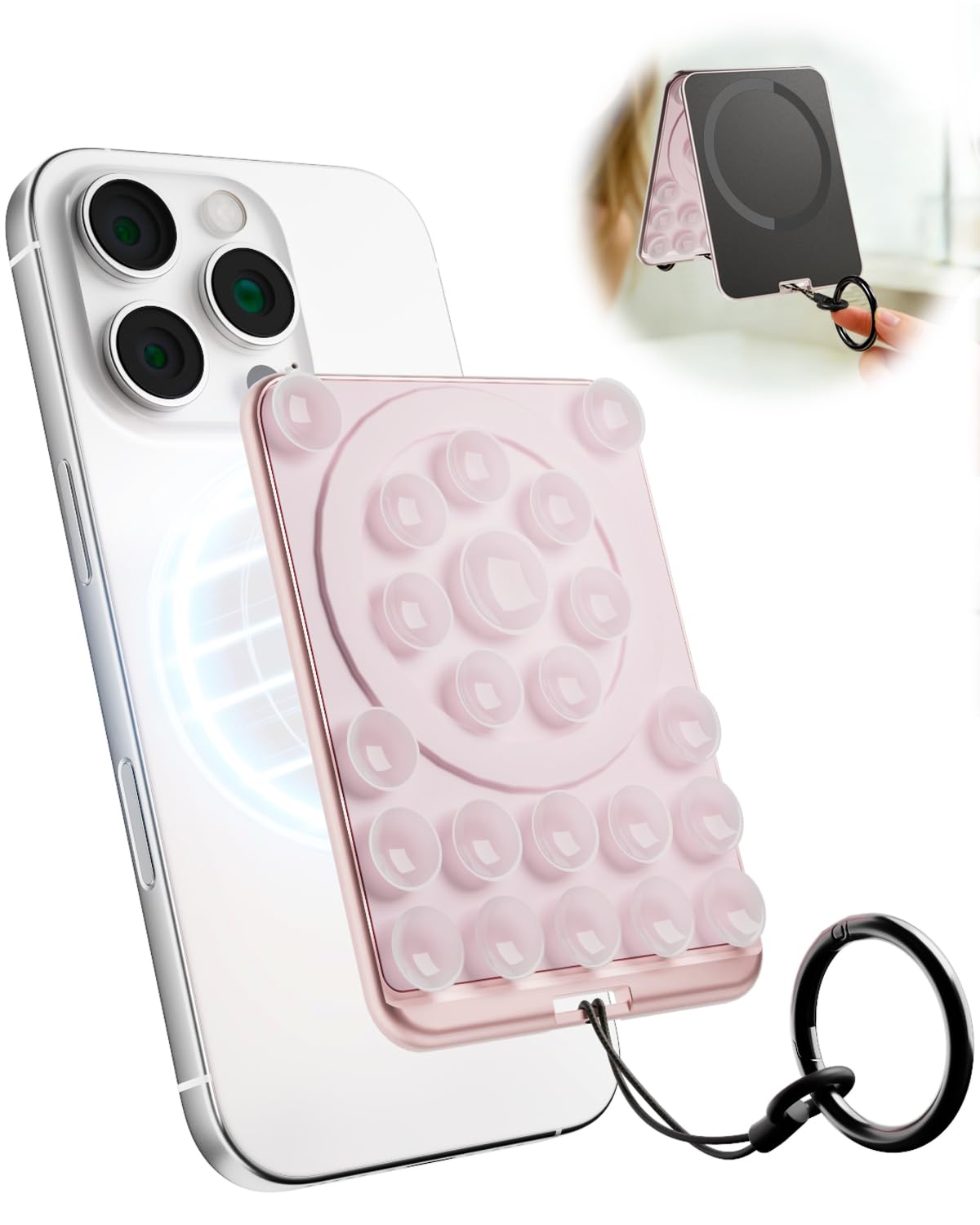 Sembo Magnetic Suction Phone Mount for MagSafe Case, Silicone Octo Cup Buddy Sticky Grip Holder for iPhone, Removable Hands-Free Selfie/Video