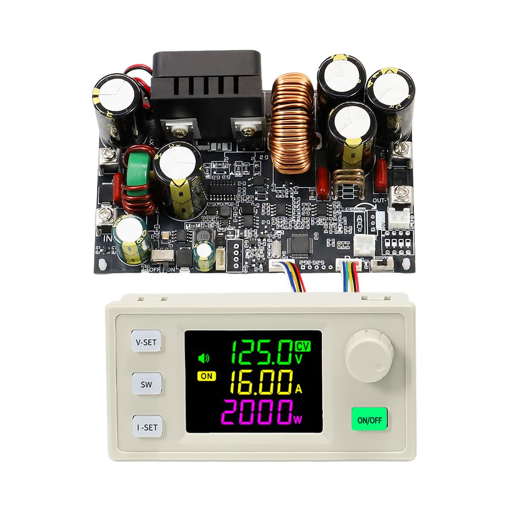 DC Buck Converter, 12V-140V to 0.5V-125V DC-DC Step Down Module CVCC Adjustable Buck Voltage Converter with LCD Controller