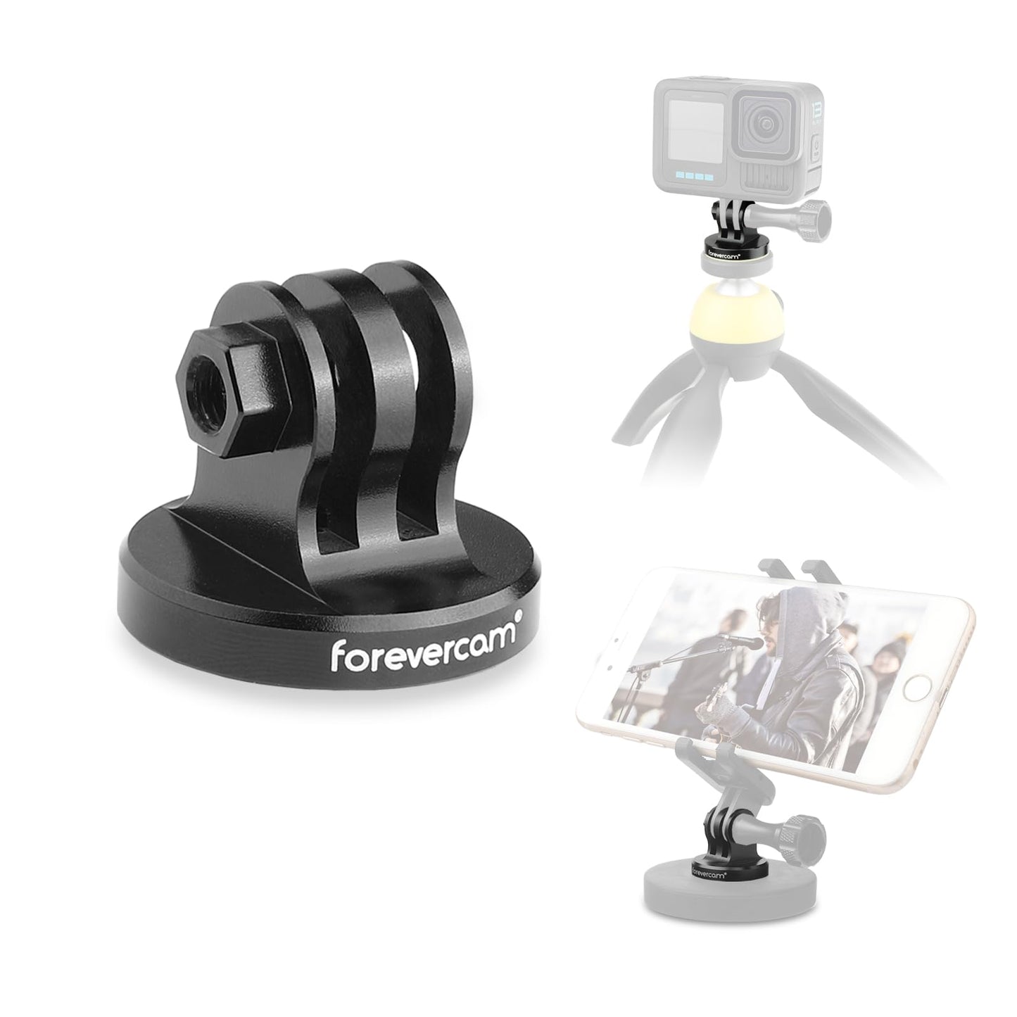 Forevercam Aluminum Tripod Mount Adapter for Gopro Monopod Adapter Mount Compatible for Gopro Hero 13 12 11 10 9 8 DJI Osmo Insta360 AKASO and Other