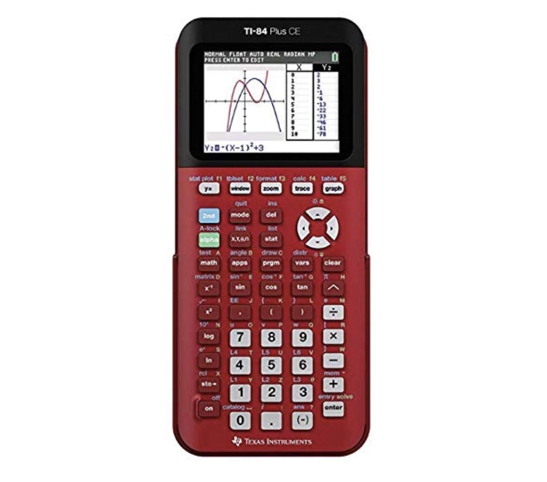 Texas Instruments TI-84 Plus CE Color Graphing Calculator, Radical Red