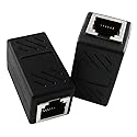 AXLIZER 2PCS RJ11 6P4C Inline Coupler Modular Female to Female Straight Telephone Extension Cable Cord Coupler Adapter Jack, Black