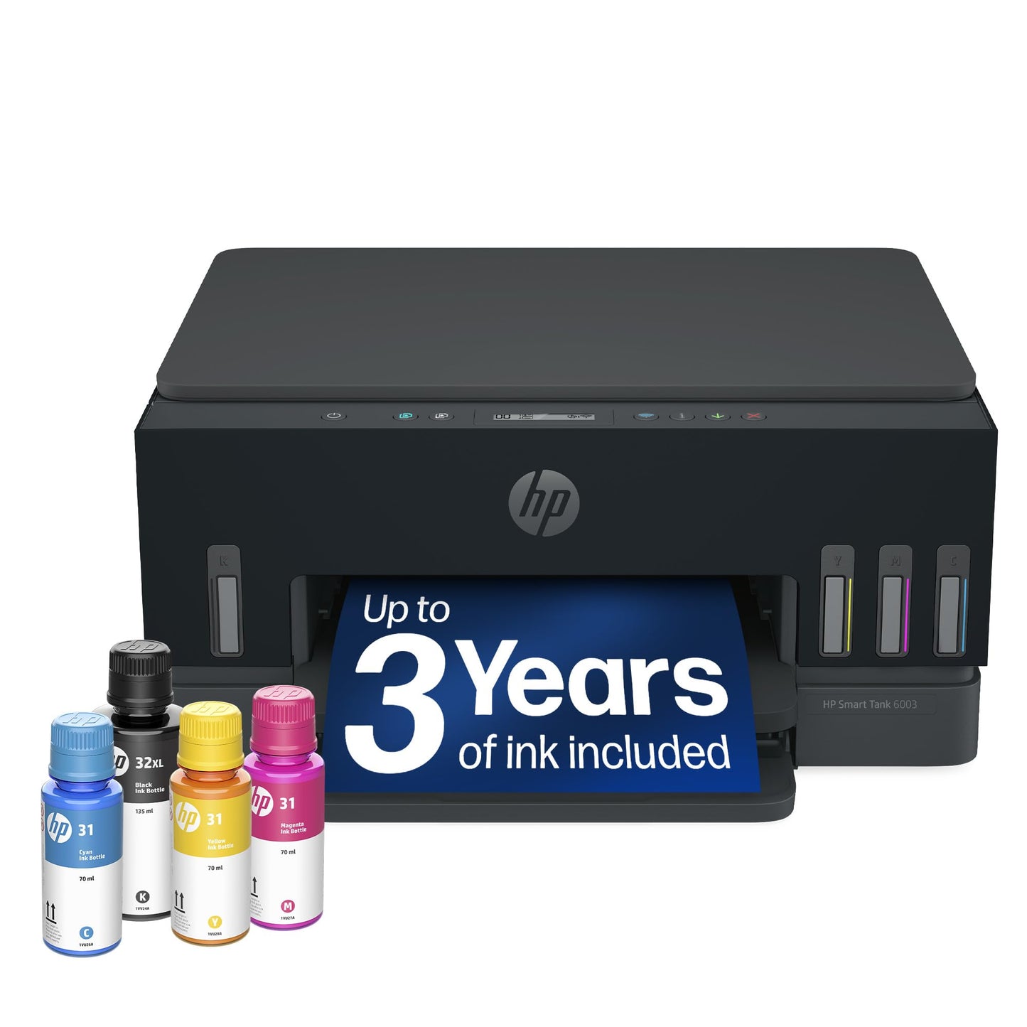 HP Smart Tank 6003 Wireless All-in-One Ink Tank Printer, Scanner, Copier with up to 3 Years of Ink Included, Best-for-Home, Cartridge-Free Refillable