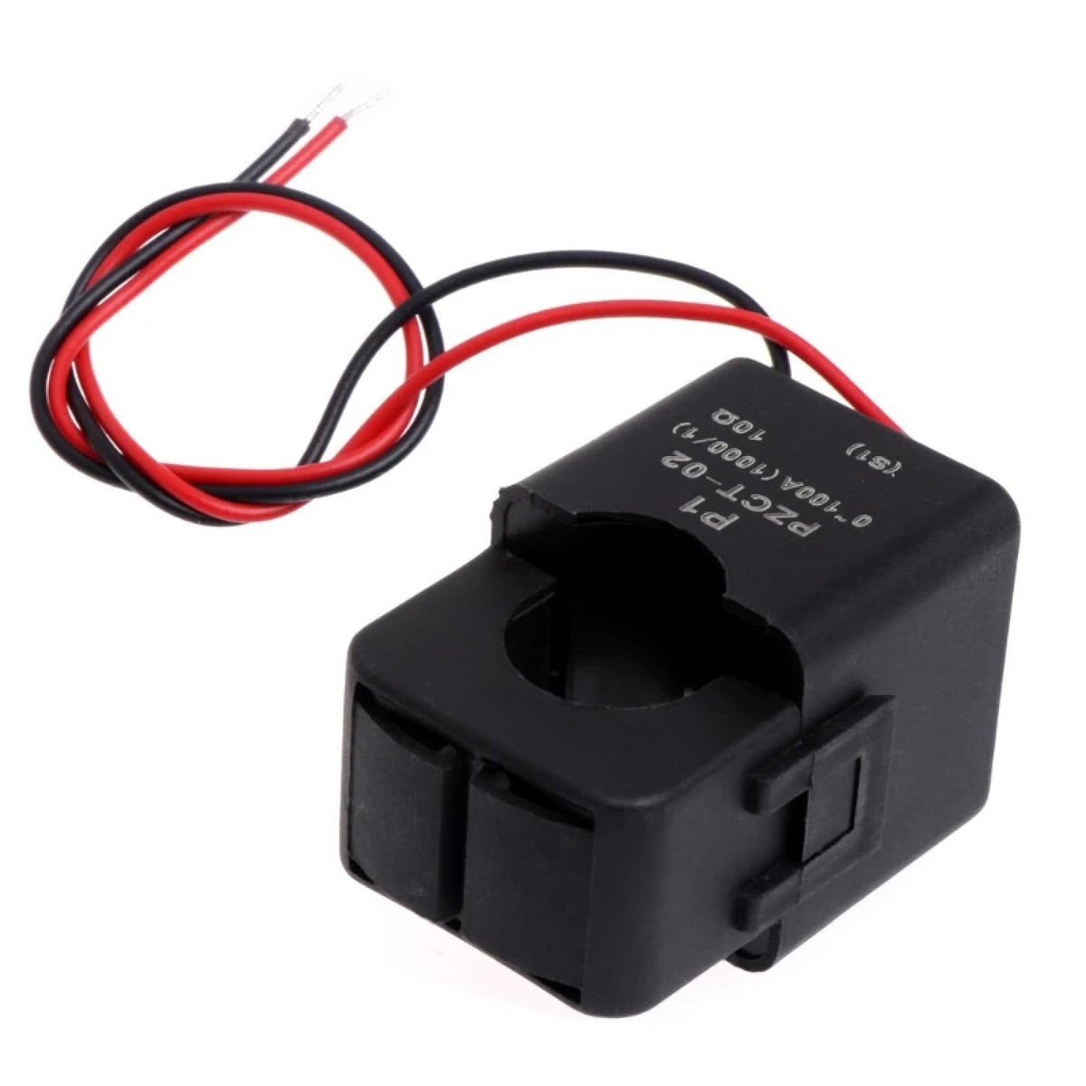 Split Core Current Transformer PZCT-02, 0-100A Range, 1.85x1.22x1.14 inches, Black