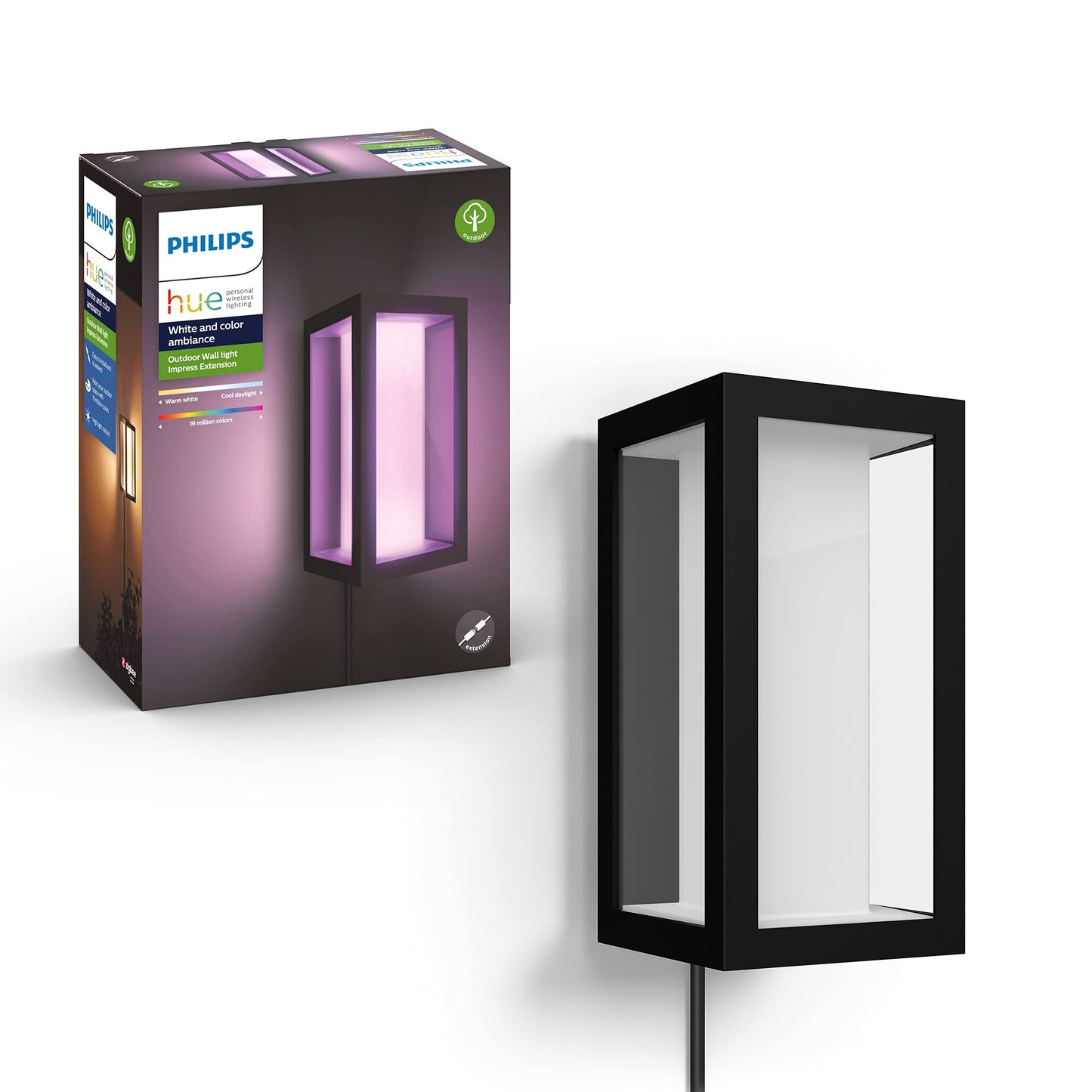 Philips Hue Impress Outdoor Smart Wall Light, Black - 16W, White and Color Ambiance LED Light - 1 Pack - Requires Hue Bridge and Outdoor Power Supply