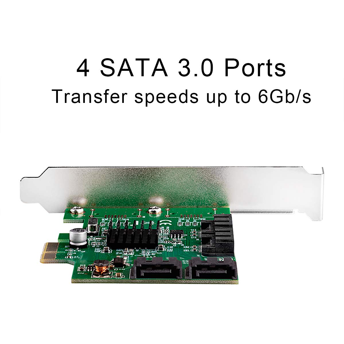 4 Port SATA III Expansion Card with Low Profile Bracket - 6Gbps SATA 3.0 Controller PCI Express x1 Marvell 9215 for Windows 11/10/8/7/XP/Vista/Linux