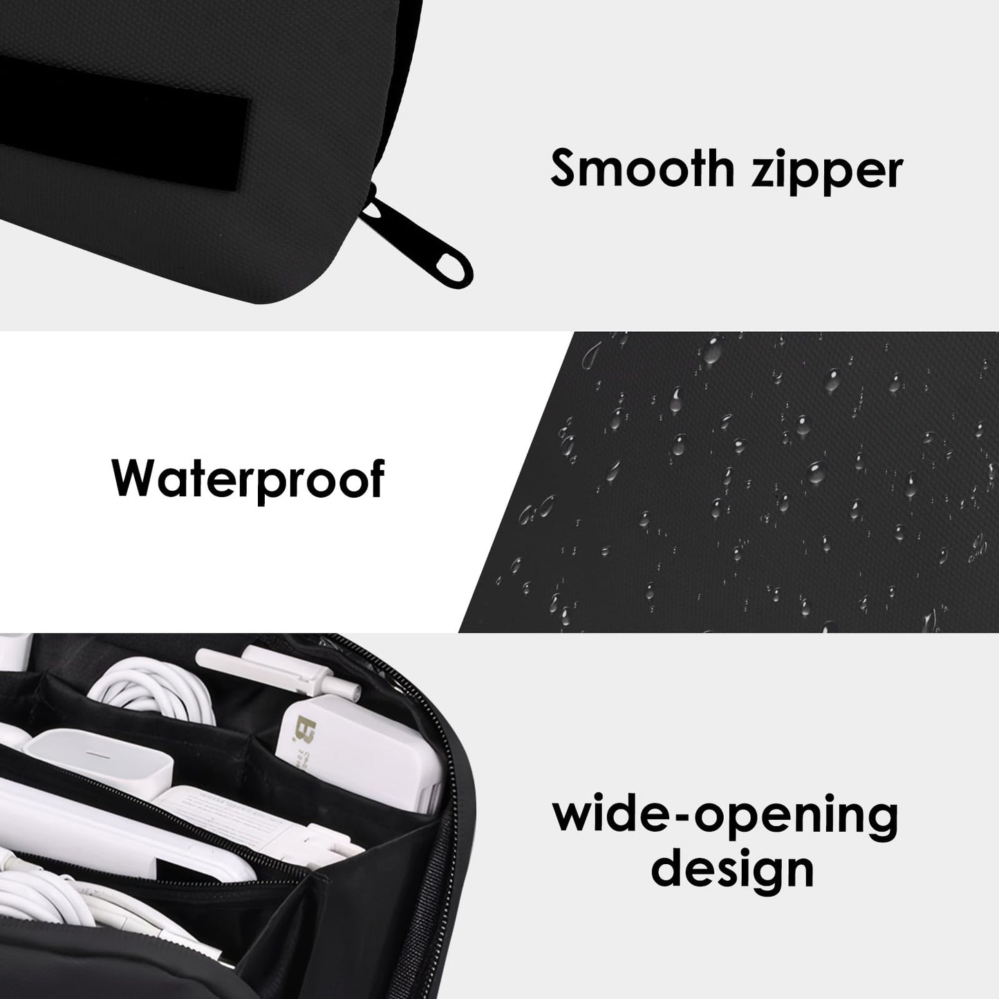 DODAMOUR Tech Organizer Travel Case, Travel Gear Tech Bag Electronics Accessories Organizer Pouch, Waterproof Travel Essentials Bag for Cables, Cords
