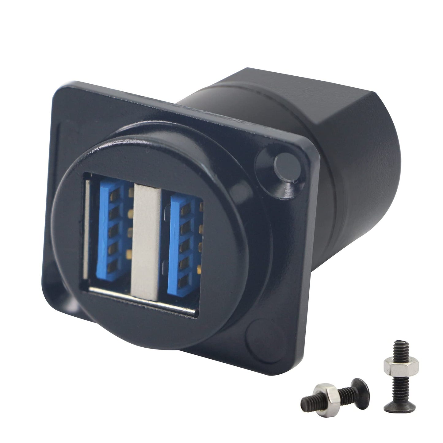 QIANRENON USB 3.0 Dual Panel Mount Solderless Connector, USB 3.0 Female to Female Coupler Socket, Pass Through Adapter for Audio, Video
