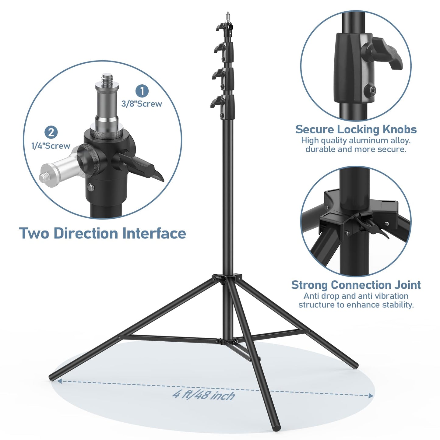 13.1' Heavy Duty Light Stand Photography, Sdfghj 157.2in/4m Adjustable Metal Professional Sky High Tripod with Air Cushioned with 1/4"& 3/8" Screw
