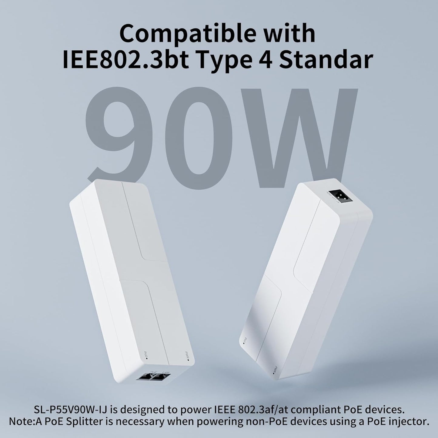 SICSOLINK 2.5Gb PoE+ Injector, 90W