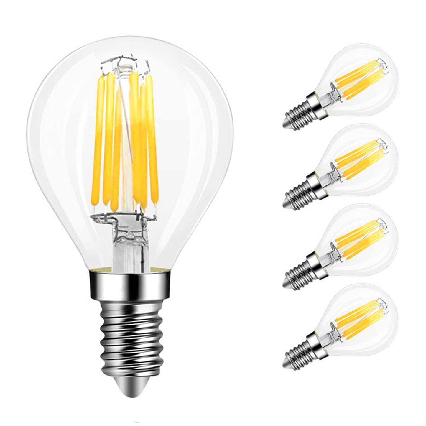 E14 6W Dimmable G45(G14) Globe LED Bulb Edison Incandescent 60 Watt Lamp Equivalent Warm White 2700K 900 Lumen CRI>90+ European Style Bases Round