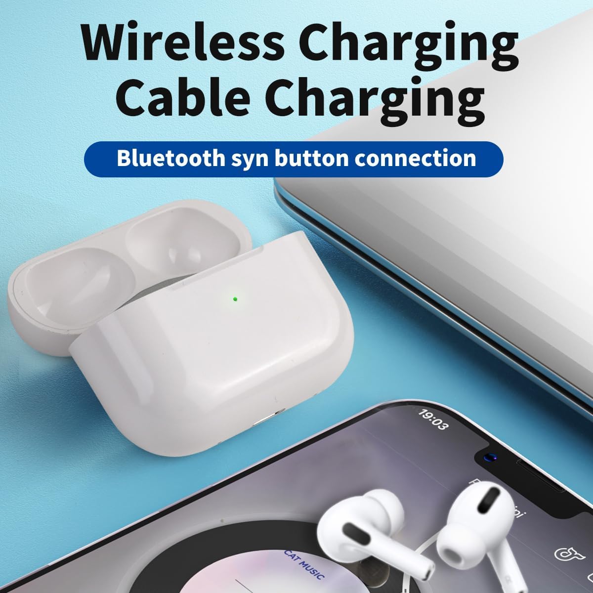 Wireless Charging Case Replacement Compatible with AirPods Pro 1st & 2nd Generation,(USB-C) (Earbuds Not lncluded) (White)