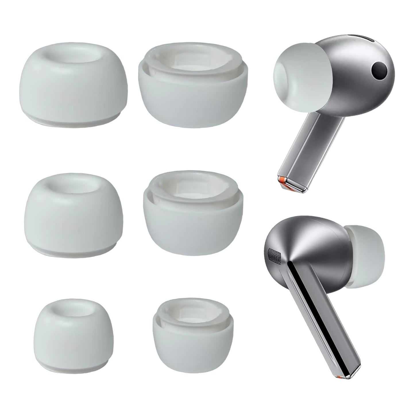 Replacement Earbuds Tips Silicone Ear Tips Compatible with Samsung Galaxy Buds 3 Pro Earbuds SML Size 3 Pairs White