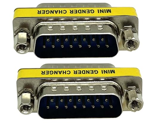Dafensoy VGA Coupling Connector VGA/SVGA Adapter HD15-pin Male to Male 2-Pack