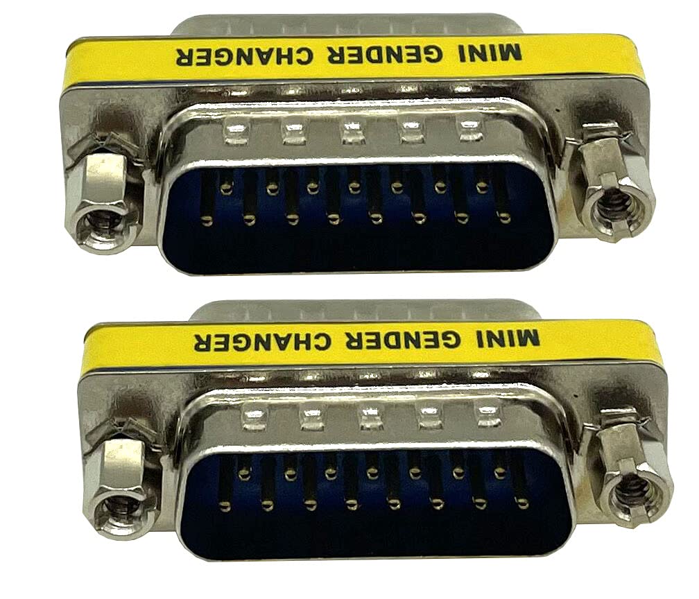 Dafensoy VGA Coupling Connector VGA/SVGA Adapter HD15-pin Male to Male 2-Pack