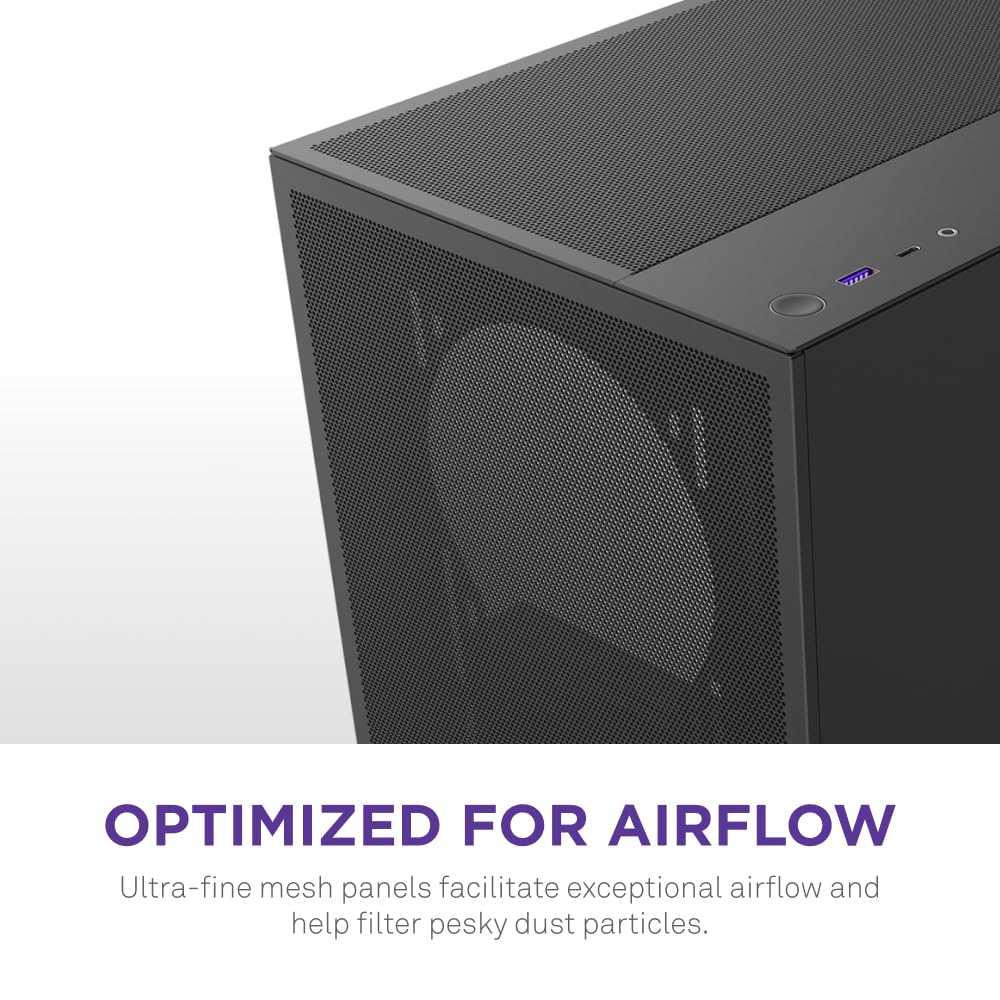 NZXT H5 Flow 2024 - Compact ATX Mid-Tower PC Gaming Case - High Airflow - 2 x 120mm Fans Included - 360mm Front & 240mm Top Radiator Support - Cable