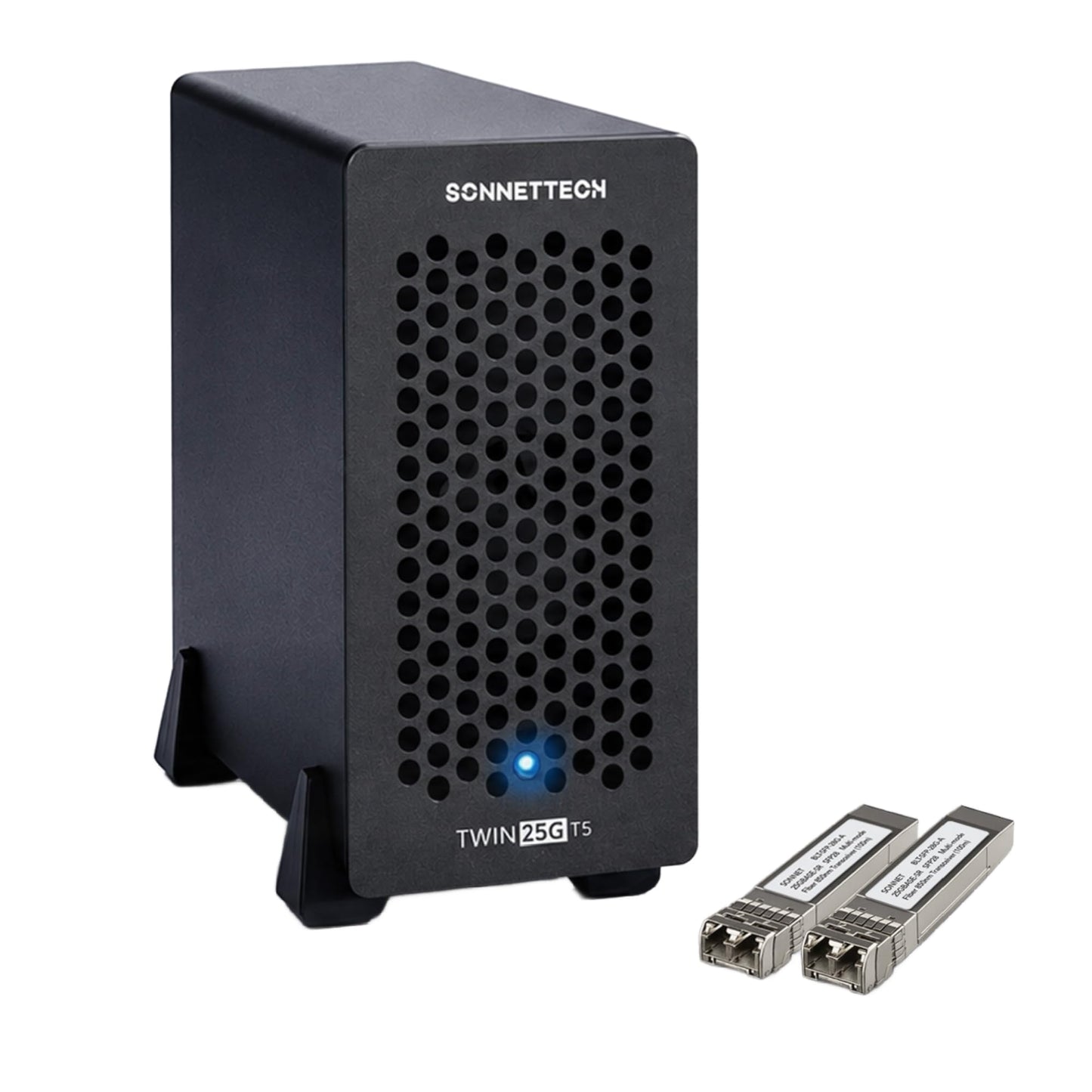 Sonnet Twin25G T5 Thunderbolt 5 to Dual 25Gb Ethernet Adapter - 25GbE Network Adapter 2 SFP28 Transceivers for Mac, Window and Linux