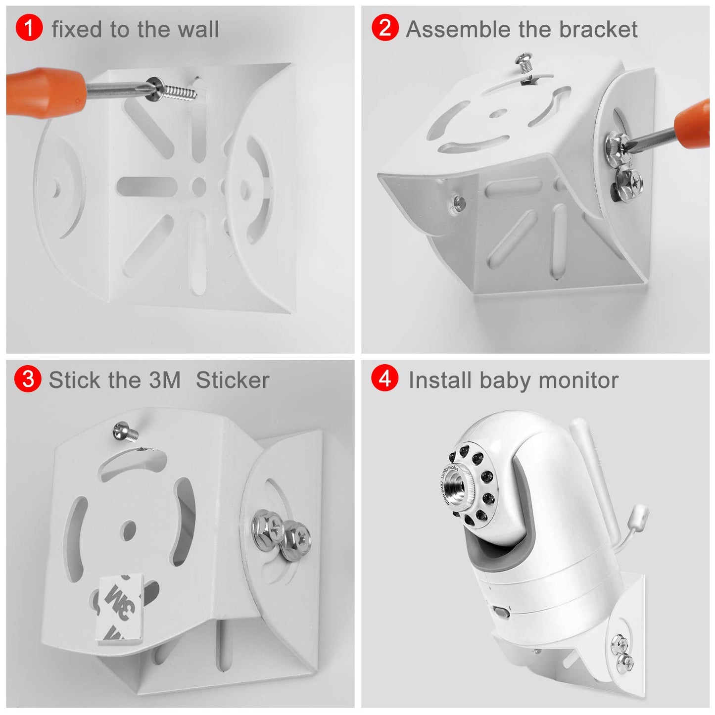 Adjustable Angle Mount for Infant Optics DXR-8, Motorola, Samsung, Babysense and Most Universal Monitors Camera, Aluminum Alloy Material