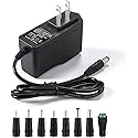 12V 2A Power Supply AC Adapter Replacement with 8 Tips, Regulated 12 Volts 2000mA Cord Charger for LED Strip Light, CCTV Camera, GPS, Webcam, Router…
