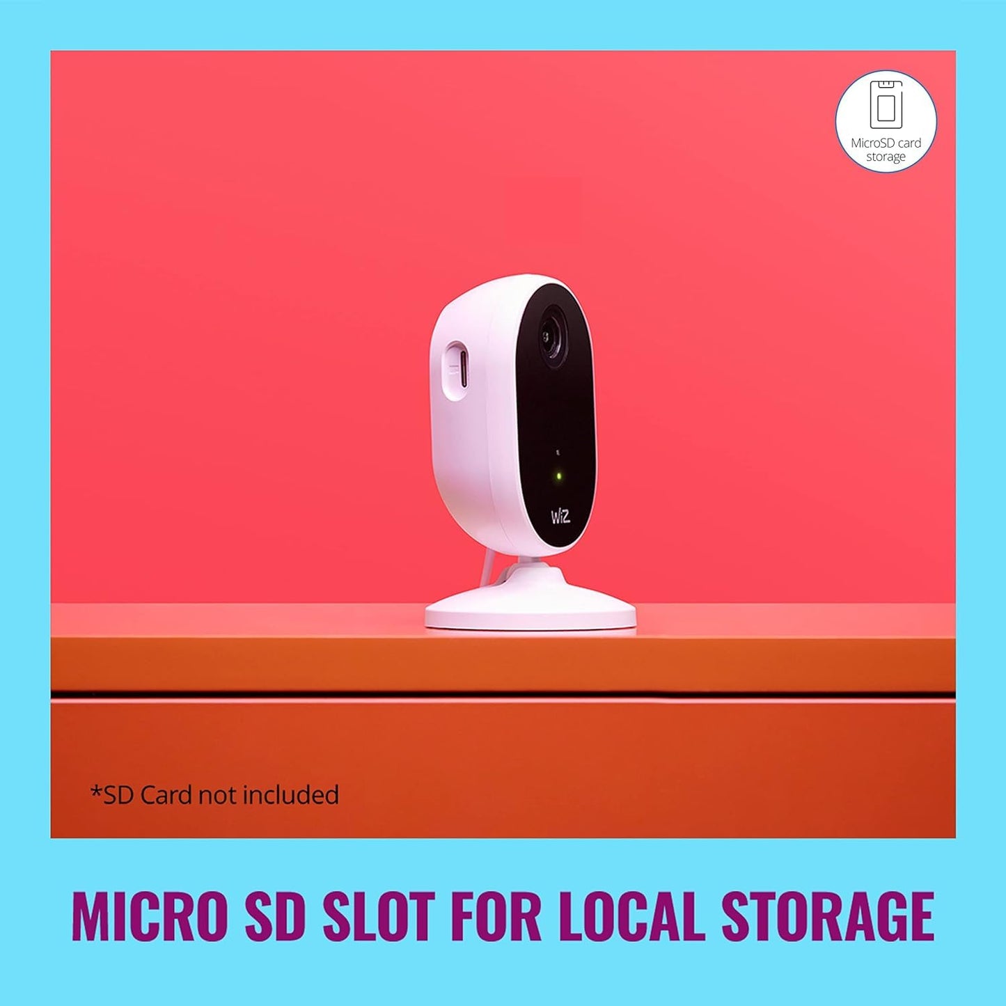 WiZ Indoor Security Camera - 1080p HD Video - Full-Duplex Audio - Activate with Motion - Control with App - Works with Alexa- Google Assistant