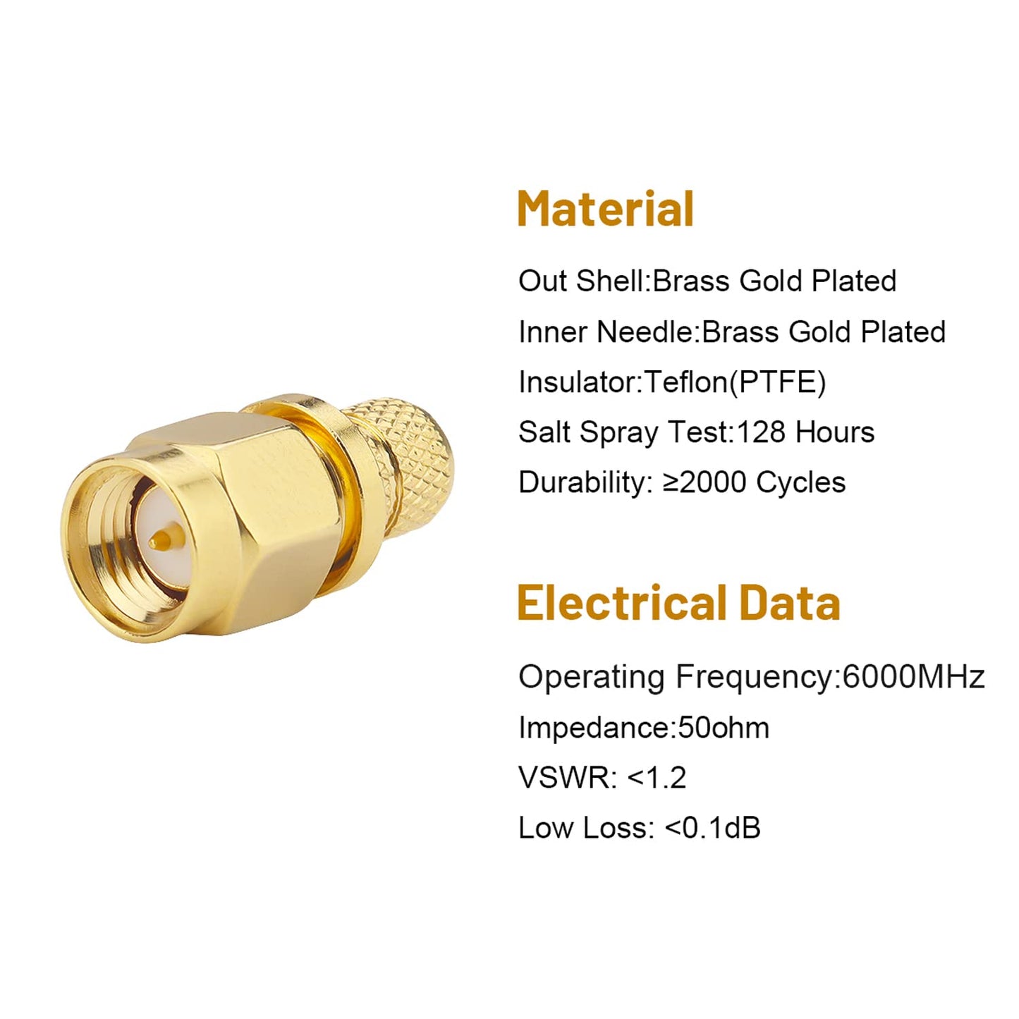 MOOKEERF SMA Male Crimp Connector, SMA Male Plug Crimp Connector for RG8X,LMR240, KMR240,4D-FB,CNT240, RG8 mini Coax Cable (Pack of 10)