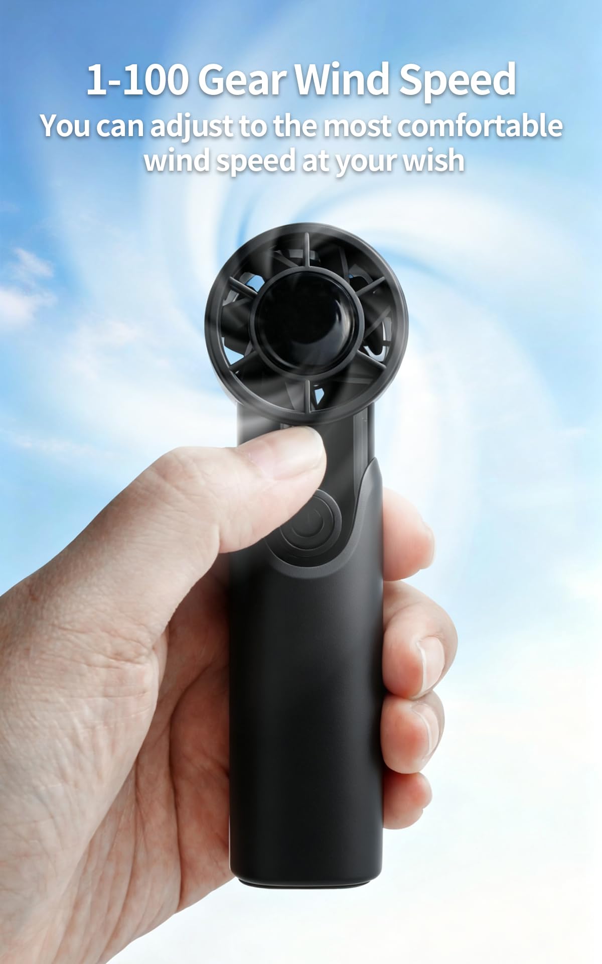 Mini Pocket Handheld Fan, 100 Speed Button Adjustable Personal Fan, 18000RPM High Speed 12M/S Strong Wind, 3000mAh Rechargeable Small Cooling Fan 6H