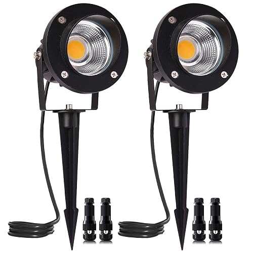 ELEGLO 18W Low Voltage Landscape Lighting LED Spotlight Outdoor 12V~24V AC/DC Waterproof Landscape Lights Spot Lights for Yard with Spiked Stake Warm