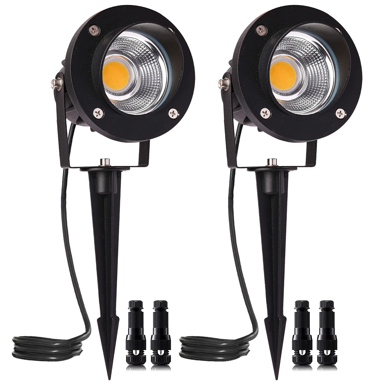 ELEGLO 18W Low Voltage Landscape Lighting LED Spotlight Outdoor 12V~24V AC/DC Waterproof Landscape Lights Spot Lights for Yard with Spiked Stake Warm