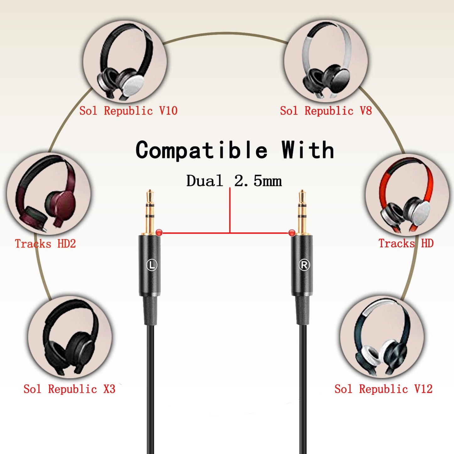 FAAEAL Audio Replacement Cable Compatible with Sol Republic Master Tracks HD HD2 Sol Republic V10 V12 X3 Headphones,in-line Mic Control Headphone…