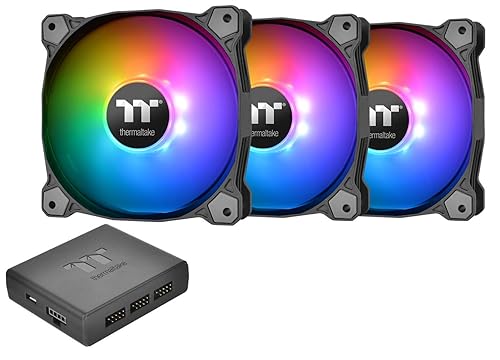 Thermaltake Pure Plus 12 RGB TT Premium Edition 120mm Software Enabled Circular 9 Controllable LEDs RGB PWM Case Radiator Fan 3Pack, TT RGB PLUS
