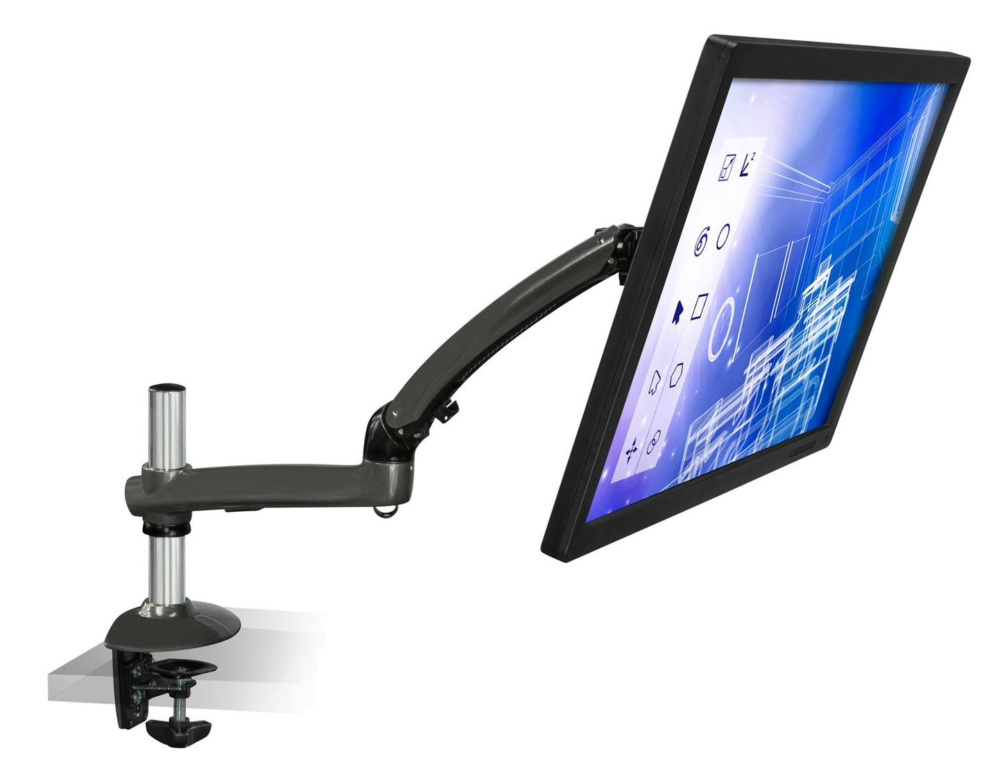 Mount-It! MI-4PC311G Universal Monitor Desk Mount for LCD LED Computer Screens 30” MAX, Full Motion Articulating Arm, Dark Gray