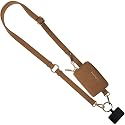 Save the Girls Clip and Go Brushed Vegan Phone Lanyard (Brown) - Crossbody Phone Case with Pouch, Adjustable and Removable Shoulder Strap and Wristlet