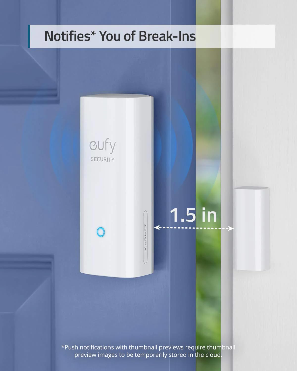 eufy Security Entry Sensor, Detects Opened and Closed Doors or Windows, Door Monitoring, Sends Alerts, Triggers Siren, 2-Year Battery Life, Indoor Use