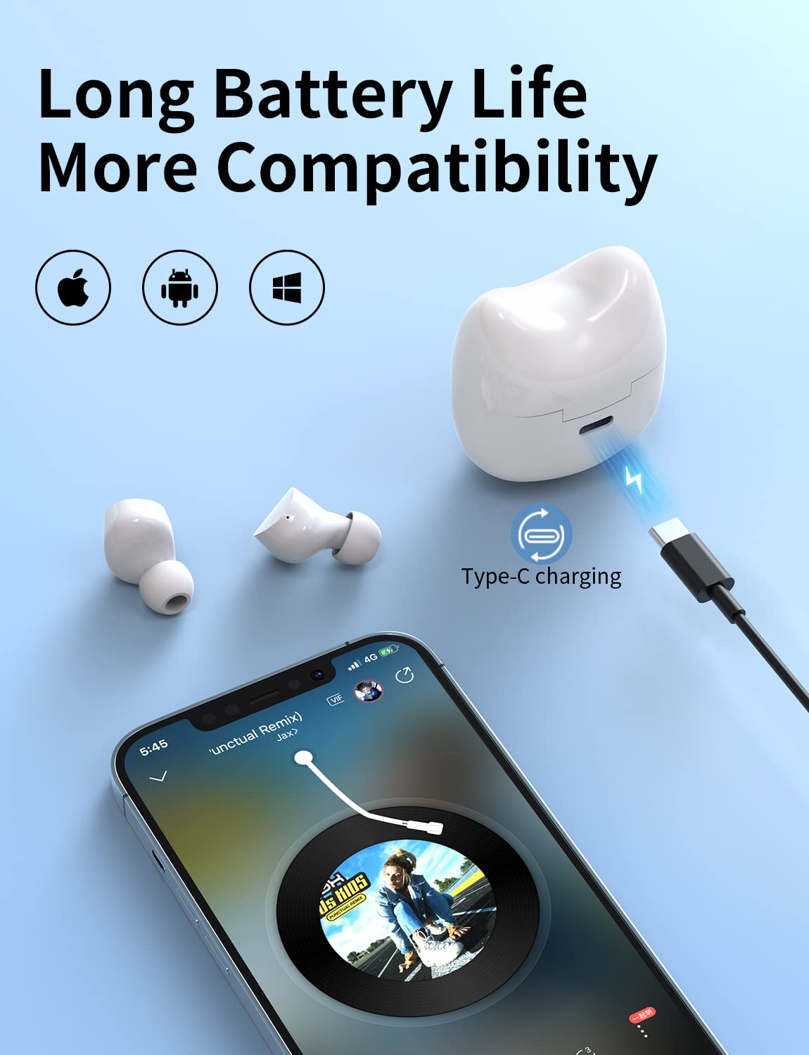 Wireless Earbuds for Kids, Headphones with Cute Panda Charging Case with Mic, Noise Cancelling,Typ-C, 3D Stereo Waterproof Bluetooth buds for Sport