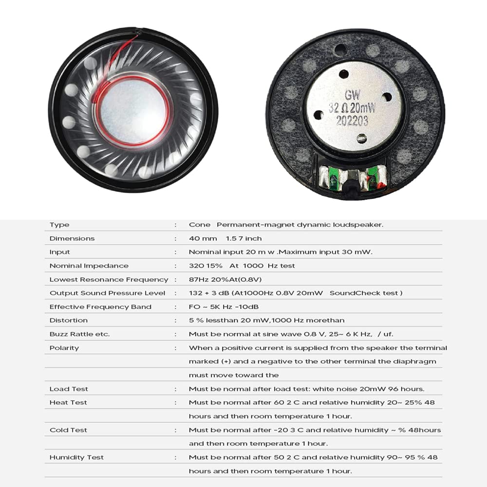 Headphone Speaker Replacement for Sony WH-1000XM4 XM3 XM2 Beats Studio3 Bose QC35 QC25 AKG, 40mm 32ohm Blown Speaker Crackling Distorted Fix, 2-Pack