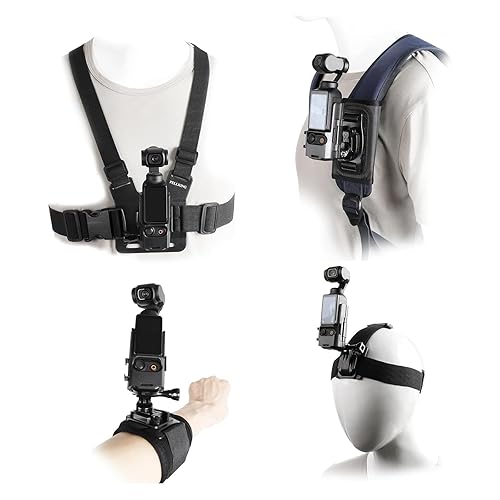Accessories Kit for DJI Osmo Pocket 3, Quick Release 4 in 1 Chest Mount Head Strap Harness Backpack Strap Mount Wrist Strap, Wearable Border Frame