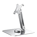 JUNEBOX 75x75mm VESA Monitor Mount Stand, M4 Anti-Loss Screws, Aluminum Alloy Base, Fits 7"-18" Small Portable Monitors, Silver Foldable Lay Flat