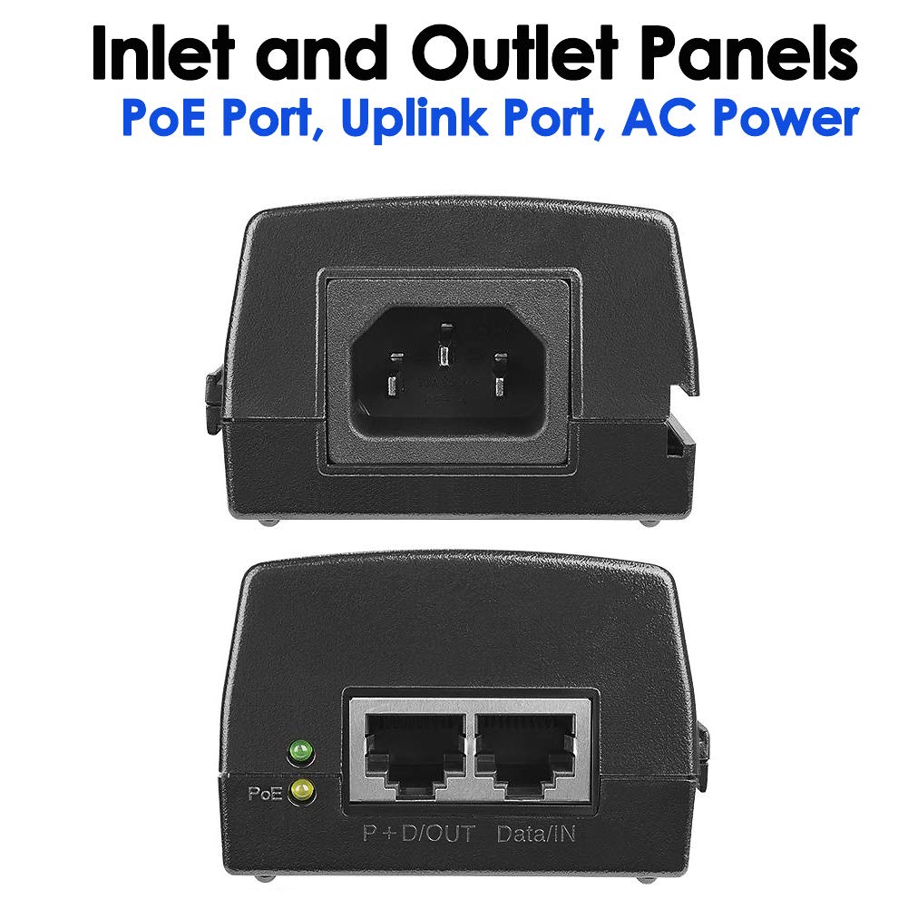 60W Gigabit PoE++ Injector - 10/100/1000Mbps, RJ45 Shielded, IEEE 802.3af/at/BT Compliant, PoE Switch Powerline Network Adapter for High Power