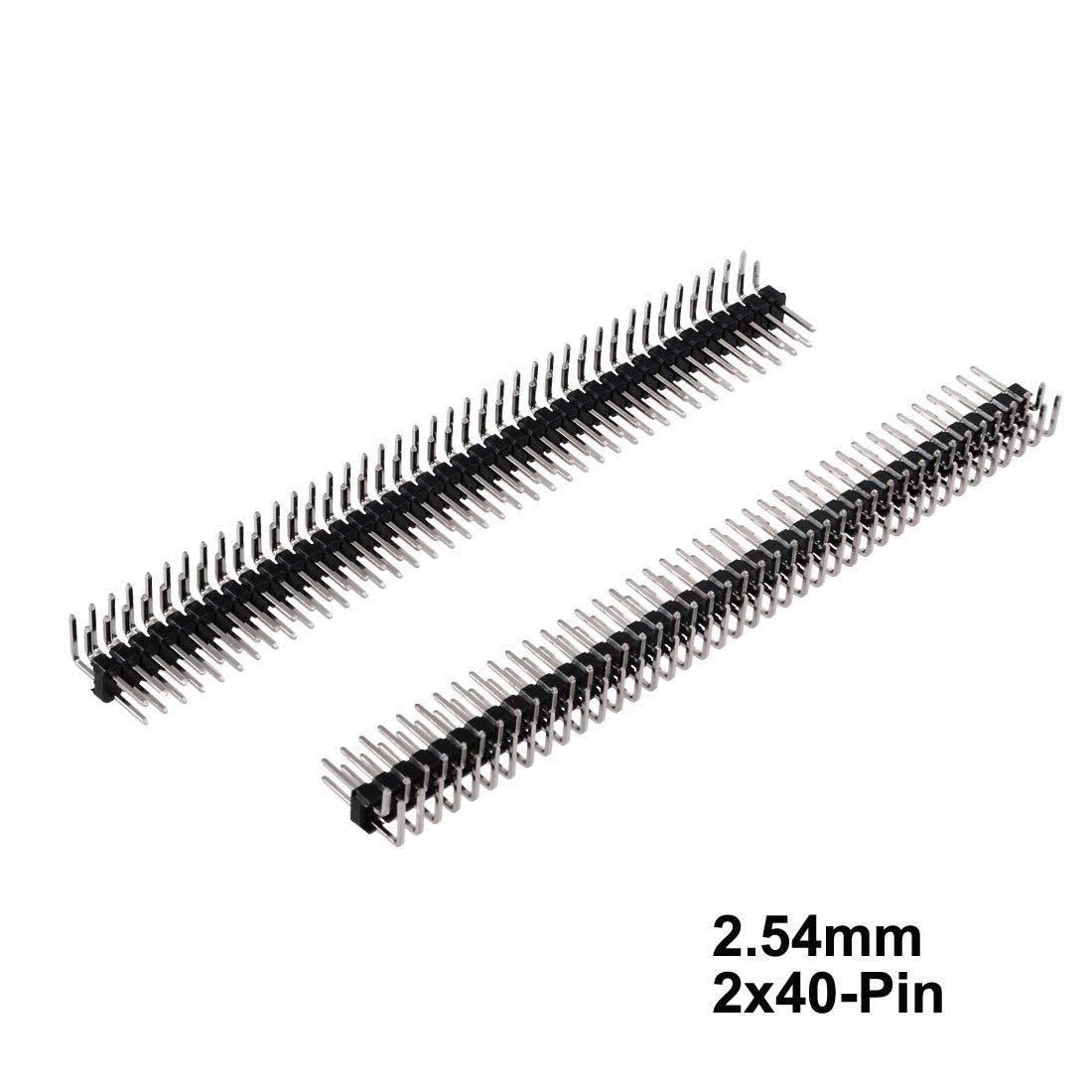 bnafes 10PCS 40Pin 2.54mm Dual Row Right Angle PCB Male Pin Header Strip Connector