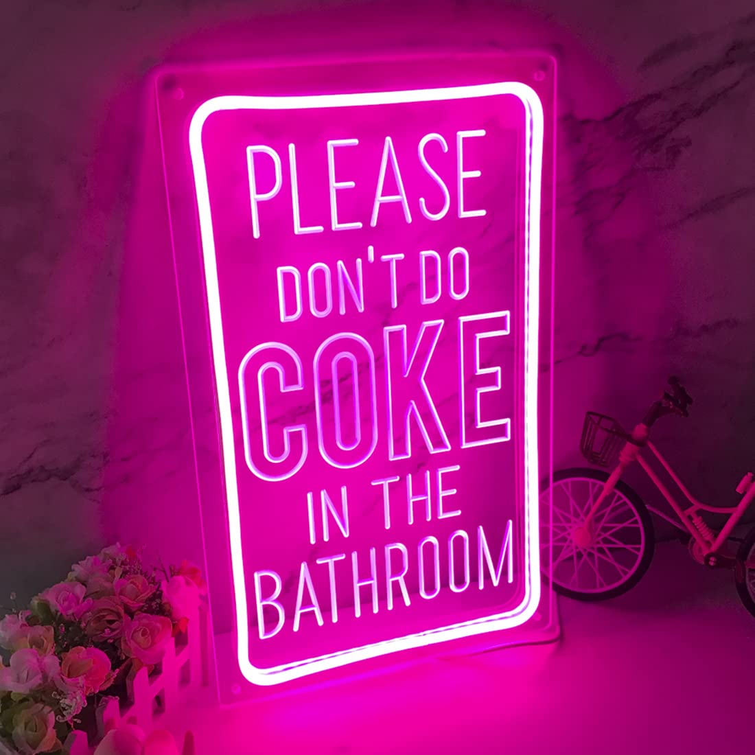 Britrio Please Dont Do Coke in the Bathroom LED Neon Sign Women Gift Bedroom Bathroom Dorm Office Game Room Bar Business Store Wall Art Decor Sign