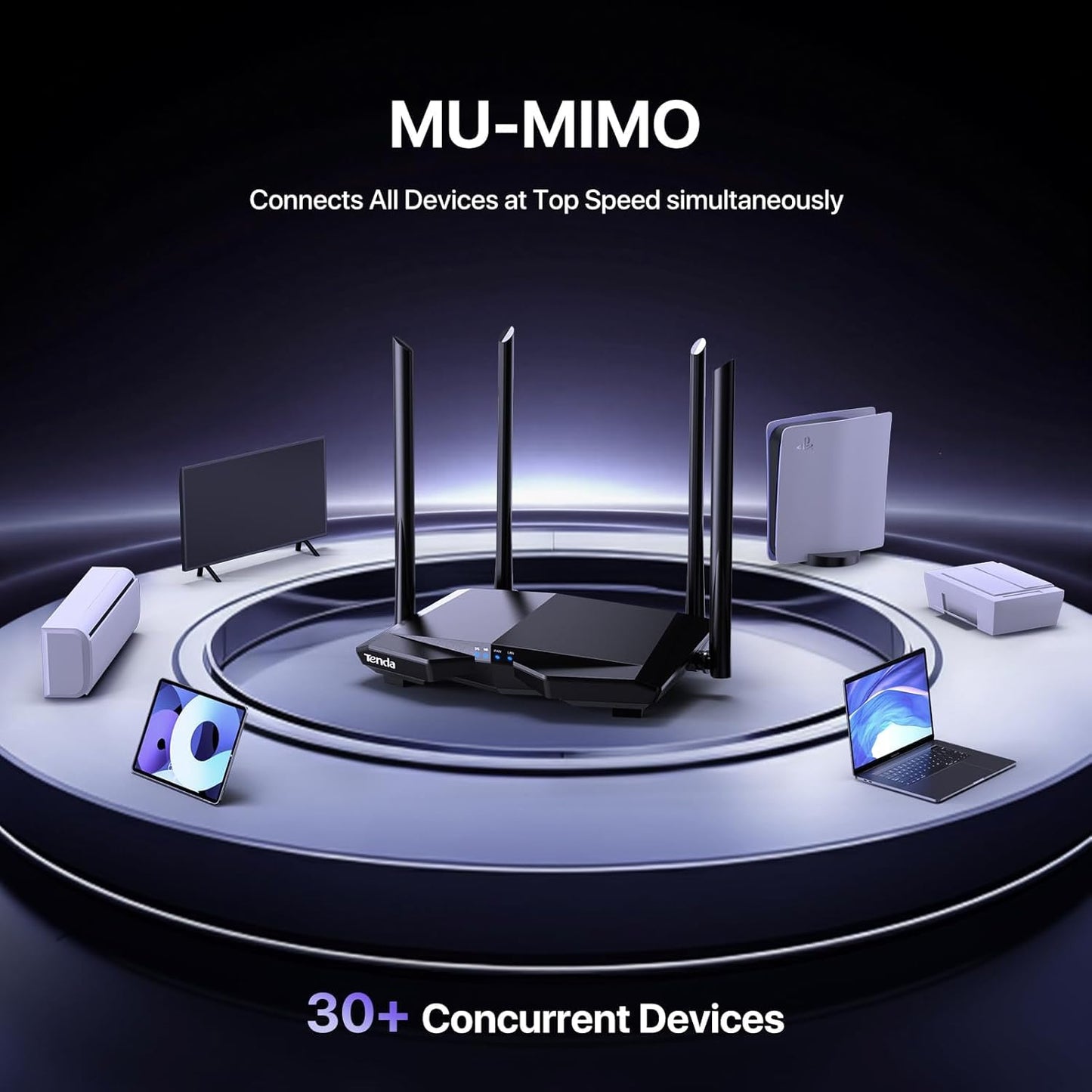 Tenda AC1200 Smart WiFi Router, High Speed Dual Band Wireless Internet Router with Smart APP, 4 x 100 Mbps Fast Ethernet Ports, Supports Guest WiFi