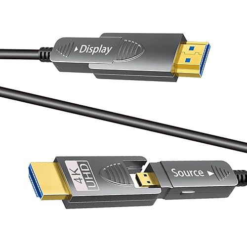 225ft 4K HDMI Cable, Fiber Optic HDMI Cable, Micro HDMI to HDMI, Detachable Type A+Type D,18Gbps Ultra Speed, 4K 60Hz,Slim Flexible, Long Extended