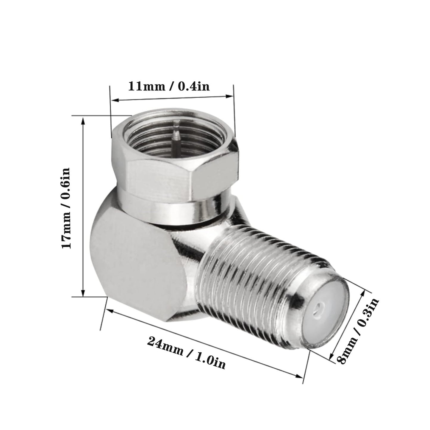 hrsyyl 90 Degree Coaxial Connector Right Angle F-Type RG6 Male to Female Coax Adapter for TV Coax Cable and Wall Plates