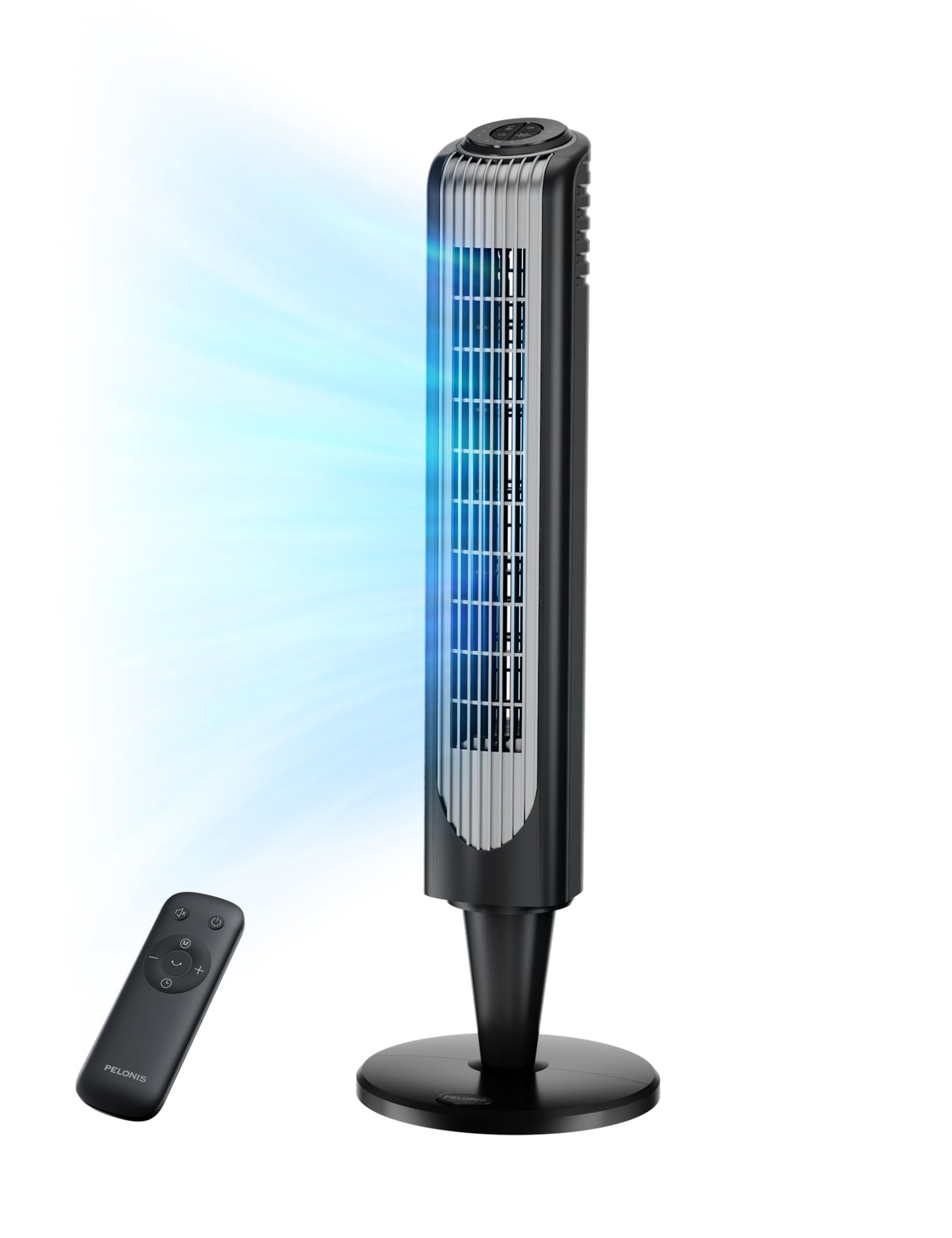Pelonis 36-Inch Tower Fan for Bedroom - Oscillating Tower Fan with Remote Control - Indoor Quiet Fan with 3 Speeds, 4 Modes and 15-Hour Timer - ETL