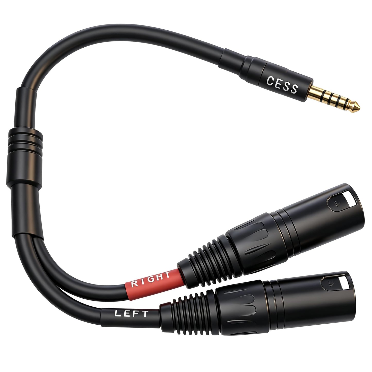 CNCESS 4.4mm Balanced Male to Dual XLR Male Headphone Adapter Cable, Red/Black Channel Split